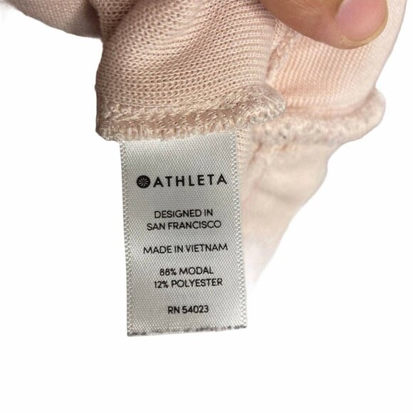 Athleta Serenity Criss Cross Sweatshirt Size XS Pink Soft Modal Crossover Hem - Picture 6 of 8